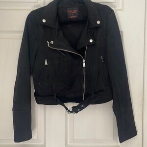 NanaMacs Black Faux Suede Moto Jacket Large
